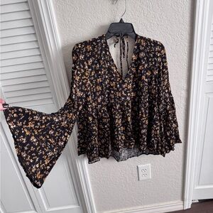Altar'd State Black Floral Blouse